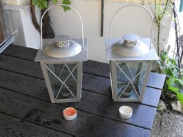 GARTENLATERNE, 2 ST. METAL GAR MATT,NIE GEBRAUCHT