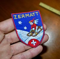 VINTAGE Badge ZERMATT nos ST. GALLER STICKEREI schlitten