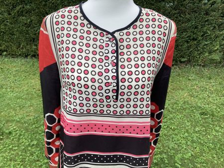 Retro Kleid bunt Punkte 100% Seide Grösse S/M