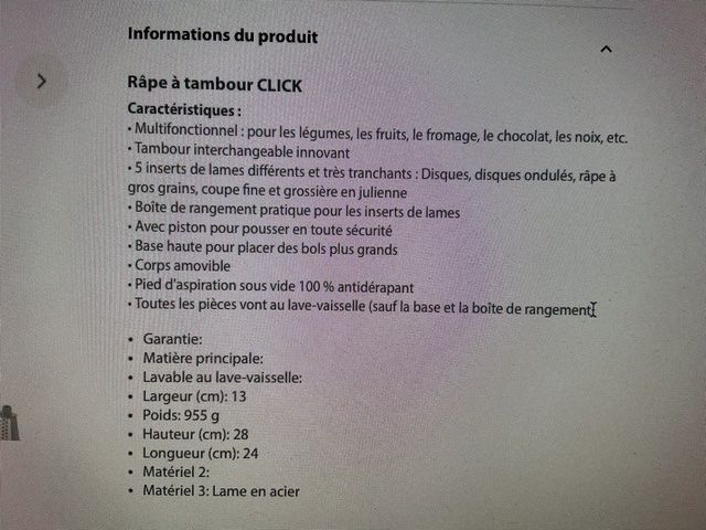 Elettrodomestici da cucina: Râpe à tambour CLICK - Complète, bon état – Usato da Le Lignon venduto da Gwen77 3