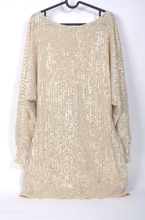 Paillettenkleid beige L