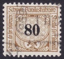 Eisenbahnmarke ZNr. 37 (Ausgabe 1920) gestempelt