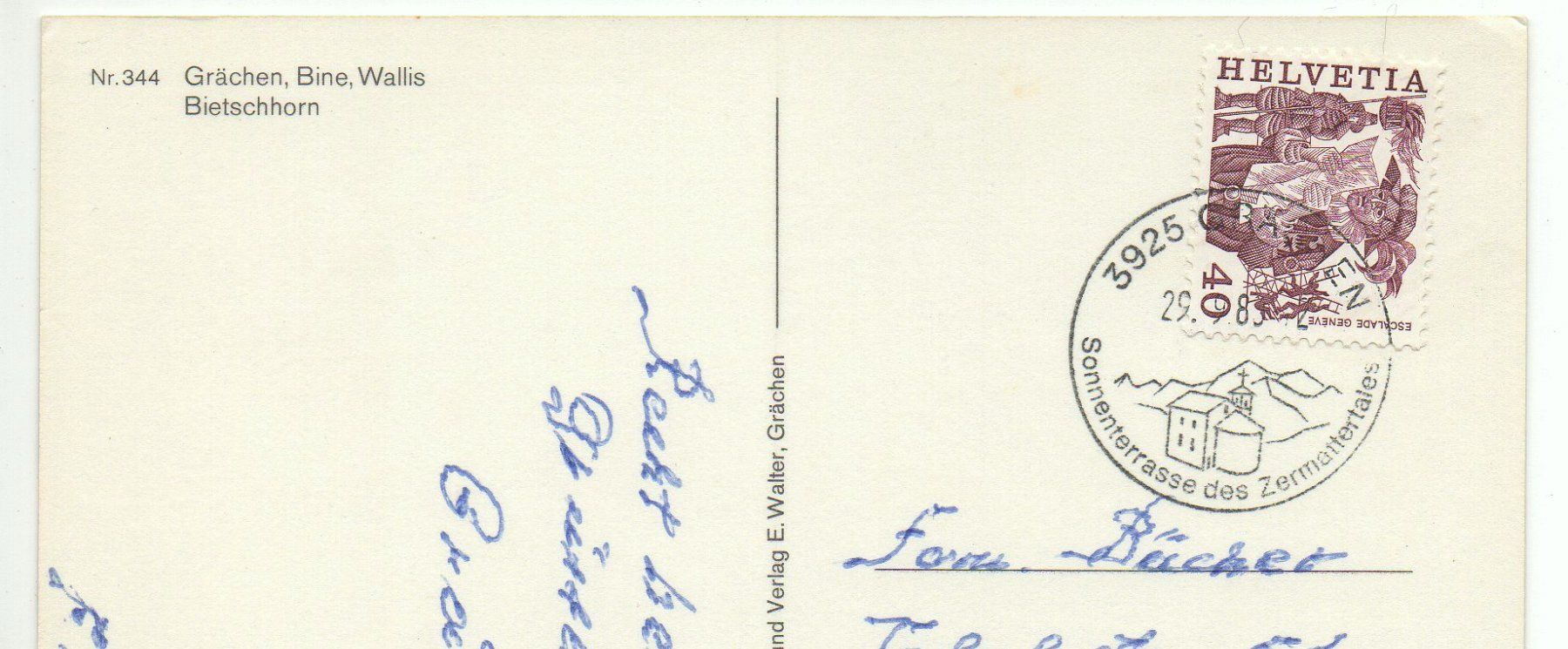 Cartes postales: GRÄCHEN Bine – D'occasion à Jona par philajona 1