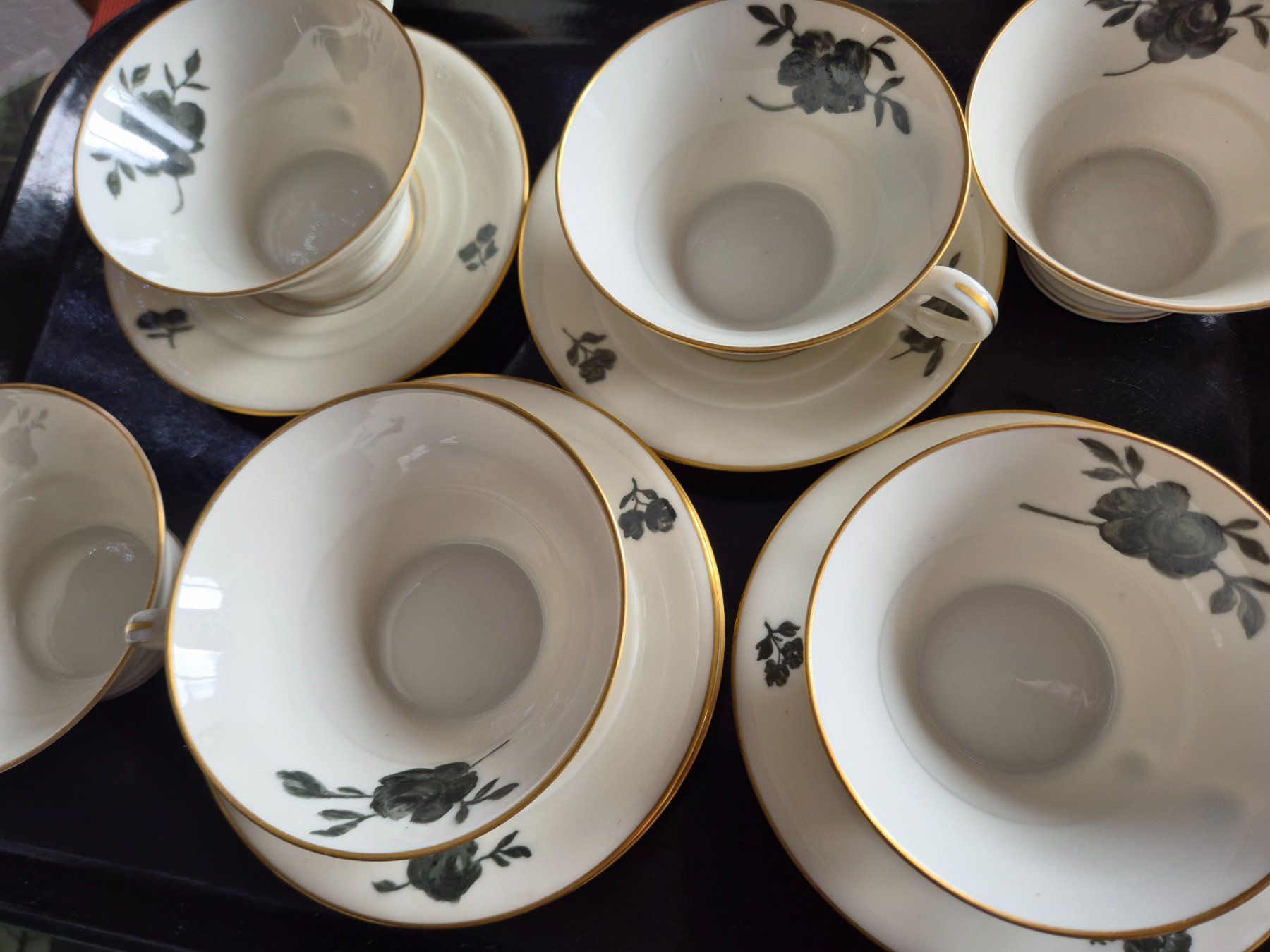 Tazze: 6 Vintage Teeservice, Rosenmuster, Goldrand, – Usato da Bern venduto da aronari 2