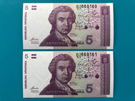 Zagreb 1991 - Kroatien - 2x5 Dinar UNC