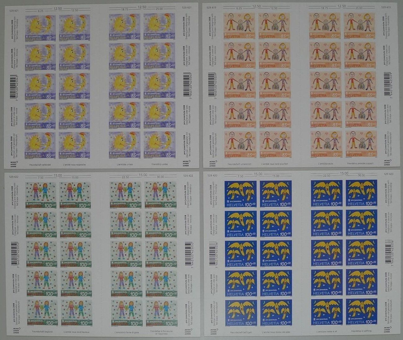 Alle Briefmarken: PJ 2008 Zierbogen mit Zwischensteg Serie ** SBK 2'000.- – Neu und originalverpackt aus Zürich von Alain-Phila