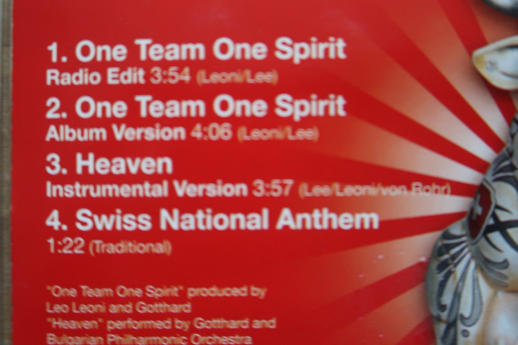 CD: GOTTHARD - ONE TEAM - ONE SPIRIT - CD MAXI-SINGLE – Usato da Basel venduto da Patiscat 3