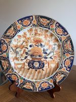 2 Oriental Porcelain Plates Blue Gold 27cm Teller