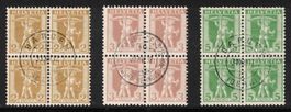1907, Tellknabe Nr.101-103 im 4er-Block mit Zentrum-ʘ