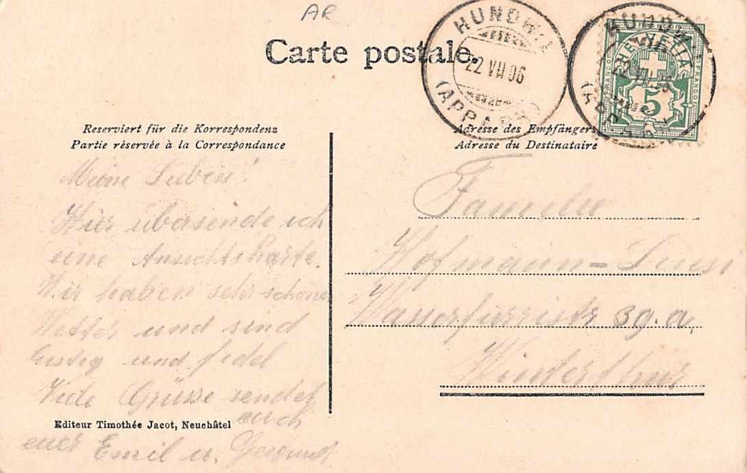 Cartoline postali: Gruss aus HERISAU schöne uralte Ansichtskarte 22.7.1906 – Usato da Lufingen venduto da TopAnsichtskarten 1