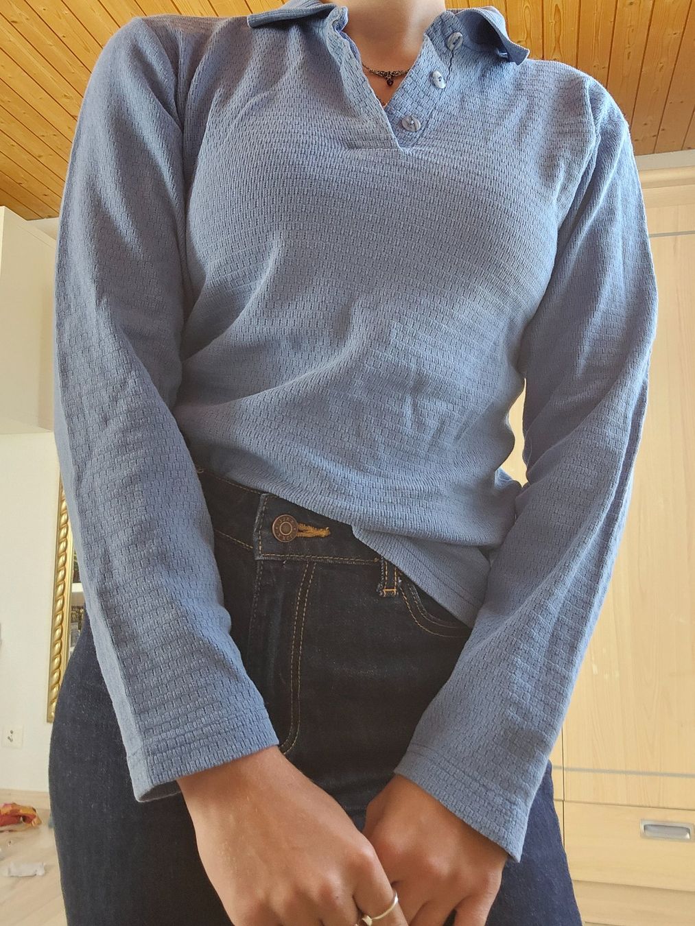 Magliette Polo: Hellblaues Langarm-Poloshirt / Grösse S – Usato da Ettenhausen TG venduto da nwi_72y8