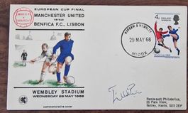 Signierter Fussball-Umschlag Wembley 1968 Manchester United