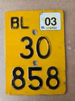 Velonummer BL 2003 gelb Mofanummer Plaque Mofa