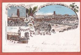 Fribourg im Winter - Litho - 1900
