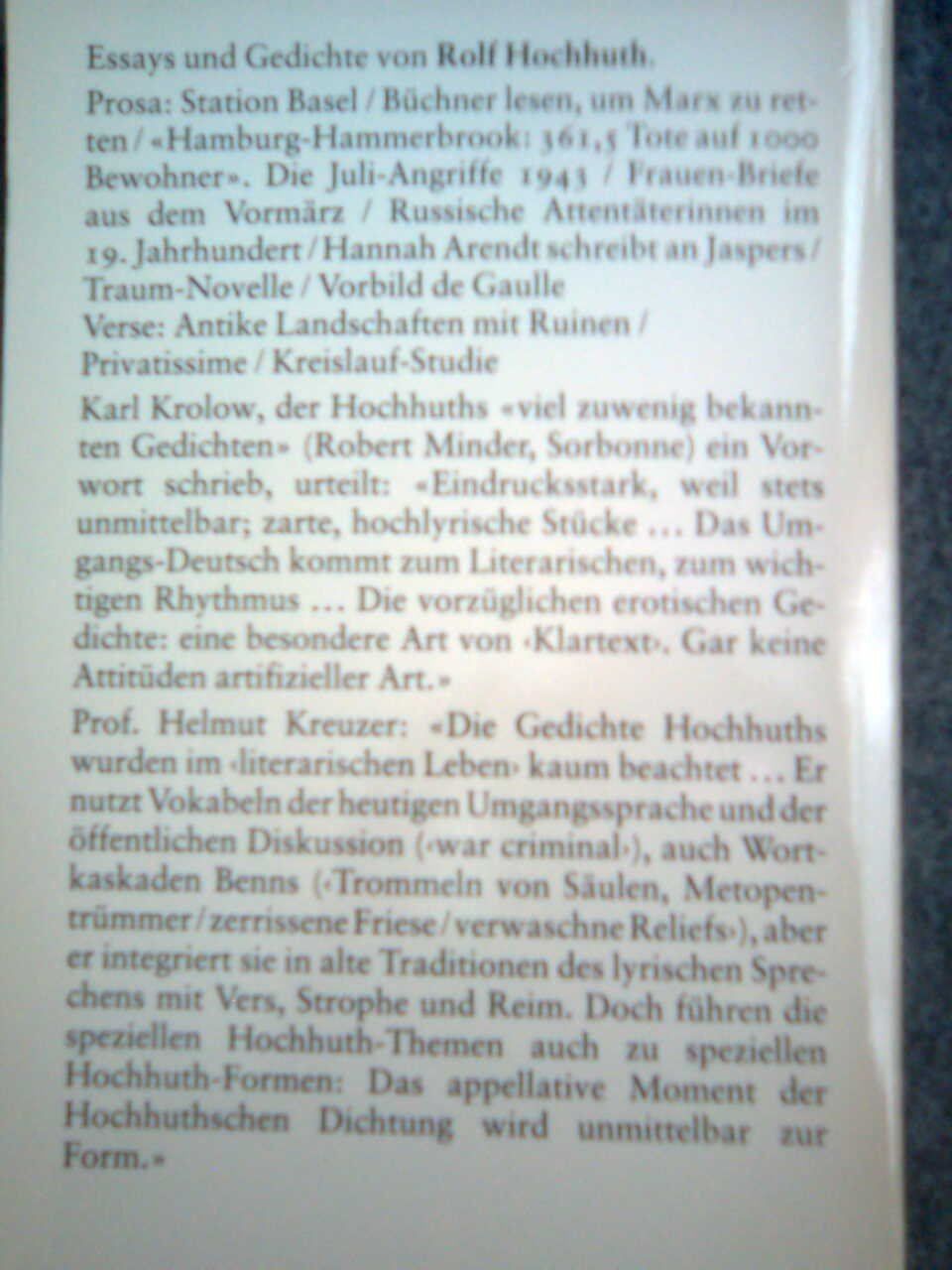 Libri: Hochhuth  Rolf Schwarze Segel. – Usato da Basel venduto da Alacant 1