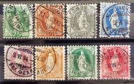 1891 à 1904: Hélvétie debout, 8 timbres O