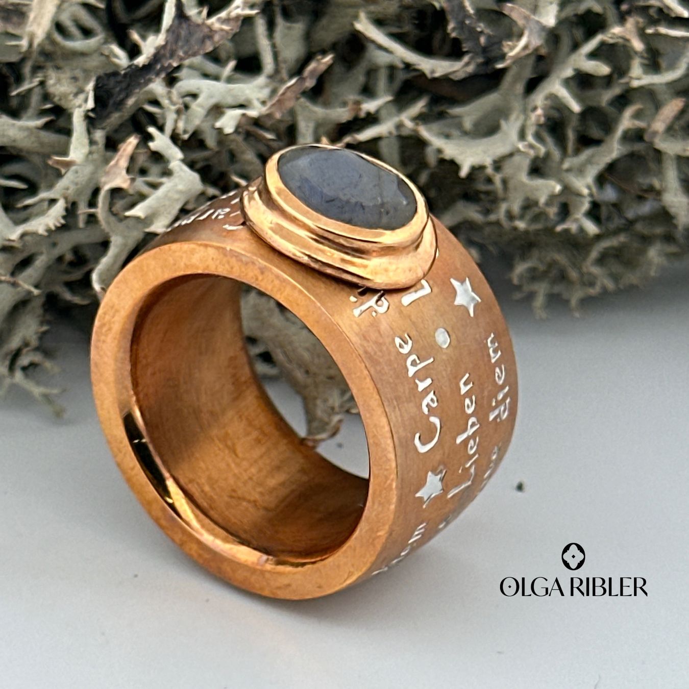 Olga Ribler Ringe: Edelstahlring mit Labradorit, Gr. 58 – Neu (gemäss Beschreibung) aus Luzern von MonikaS03 3