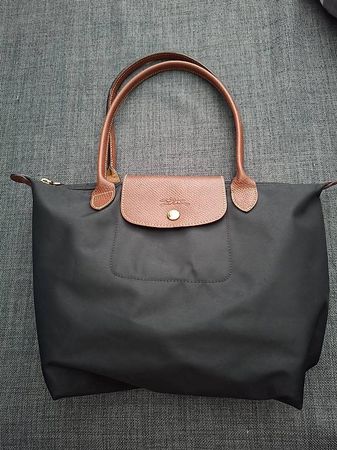Longchamp Tasche schwarz & braunem Leder