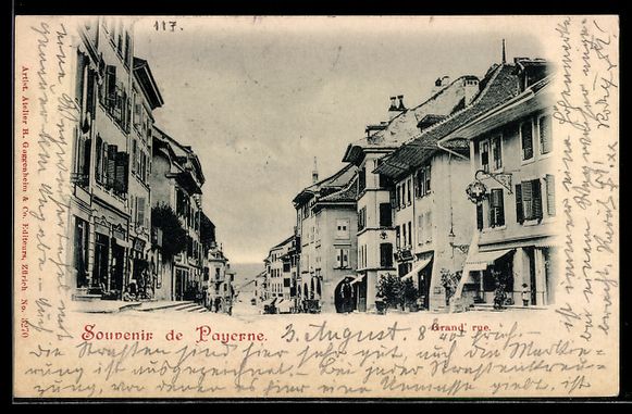 Cartoline postali: AK Payerne, Grand' rue, 1899 – Usato da Berlin venduto da bartko-reher