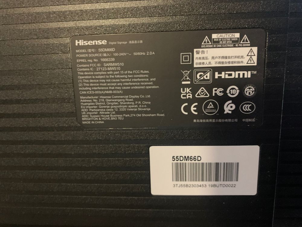 Hisense Fernseher: Fernseher, Hisense Signage display 55DM66D 55" - Neuwertig ! – Gebraucht aus Münchenbuchsee von britishrock 5