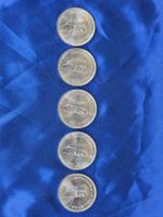 5x 5 Frankenmünze 1967, Helvetia, Silber, Schweiz,