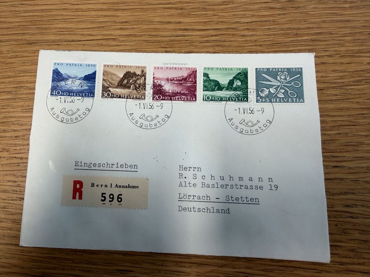 Tutti i francobolli: FDC 1.6.1956 Satz Bern – Usato da Murgenthal venduto da Tina_4055