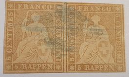 Strubel 22B Kat. 600.- im Paar Blaue Raute + Attest