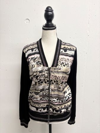 Sportalm Jacke gemustert schwarz Satin Glitzer 36 Jäckchen