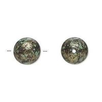 3 Perlen antiklook 16mm  grün-bronze