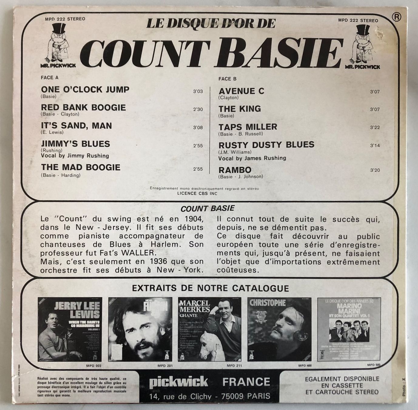 Schallplatten: COUNT BASIE - LE DISQUE D'OR DE COUNT BASIE – Gebraucht aus Poliez-Pittet von Newtown-Records 1