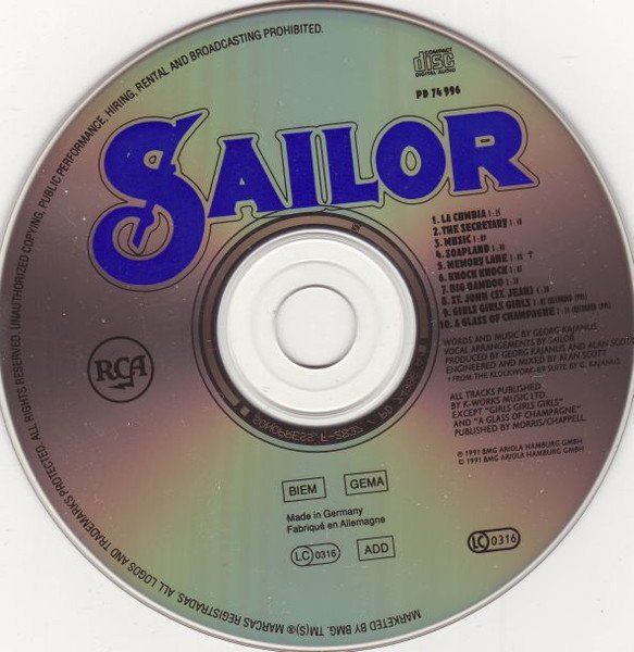 CD: Sailor – Sailor - Vergriffen! - a – Usato da Brittnau venduto da Zibu 2