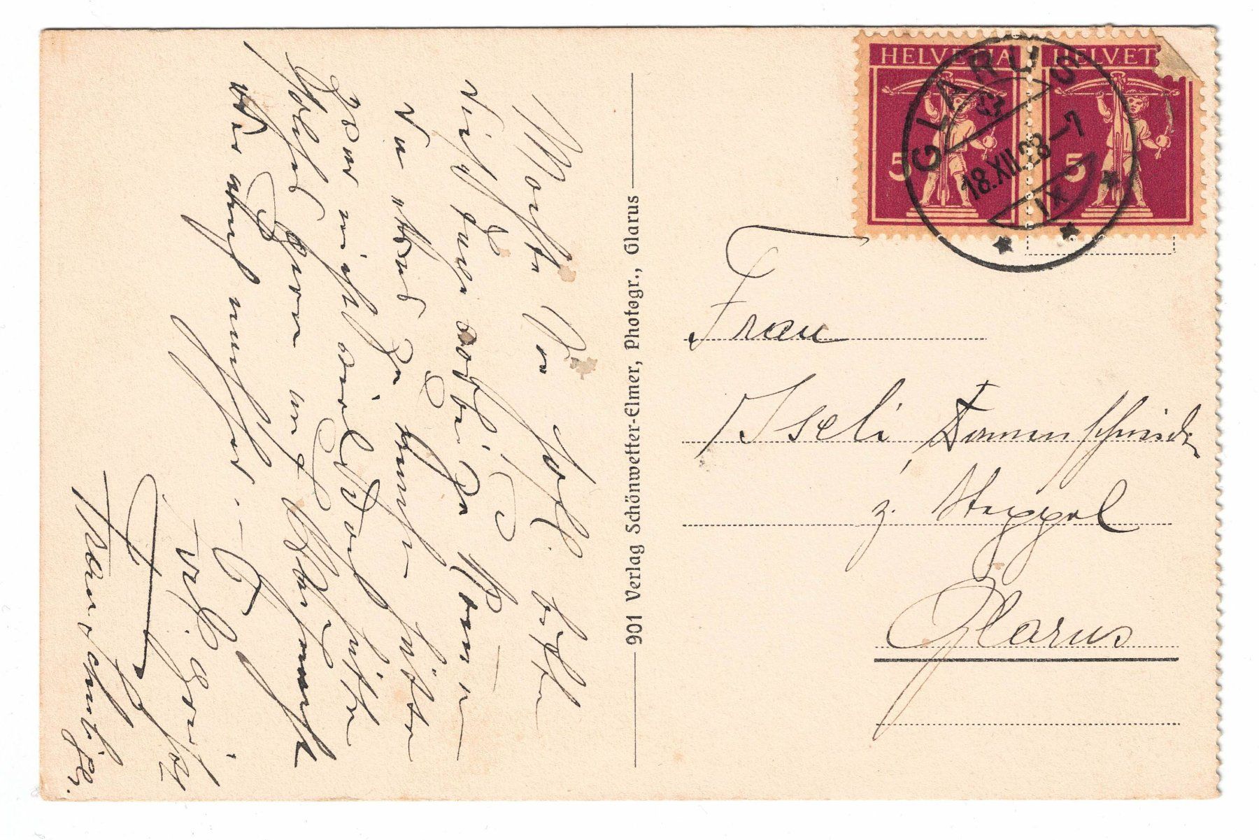 Cartoline postali: Ansichtskarte Näfels, mit Oberseethalstrasse & Rauti – Usato da Küsnacht ZH venduto da scholli58 1