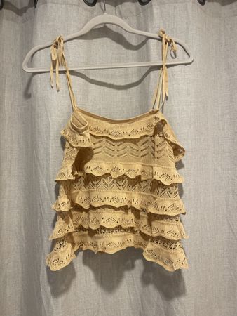 Zara Top gehäkelt gelb S wenig getragen Versand 2.50