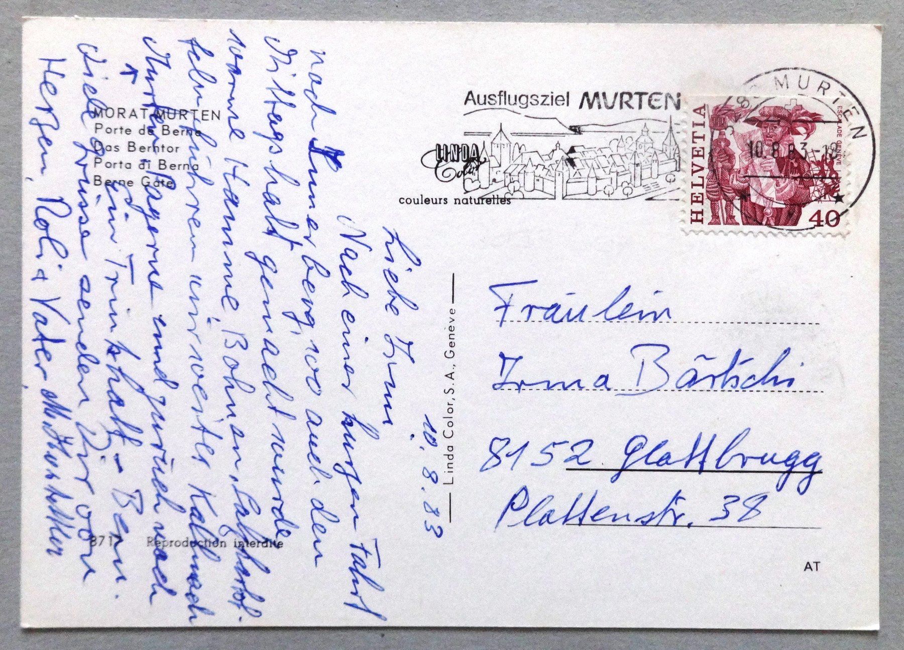 Cartoline postali: Morat - Murten, Porte de Berne, Das Berntor – Usato da Fétigny venduto da Billy2miny 1