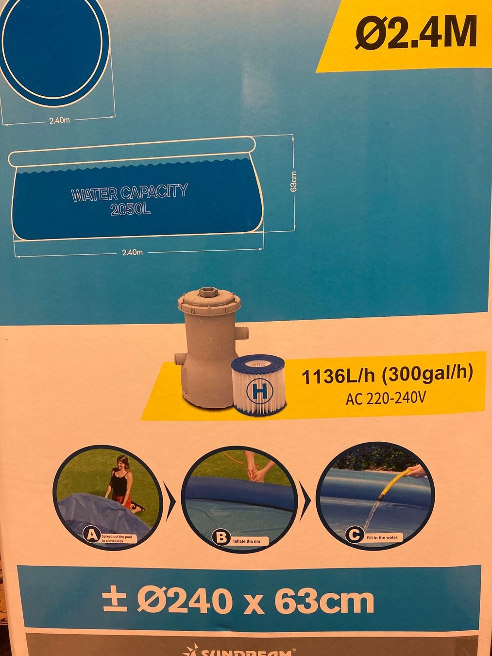 Intex Schwimmbad: Pool Durchmesser 2,4 m Höhe 0,63 m mit Filterpumpe – Gebraucht aus Wittnau von  1