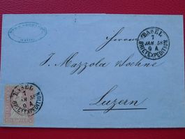 1858: 24D (24B3), fehlerfrei (weissrandig) a.Brief von BASEL