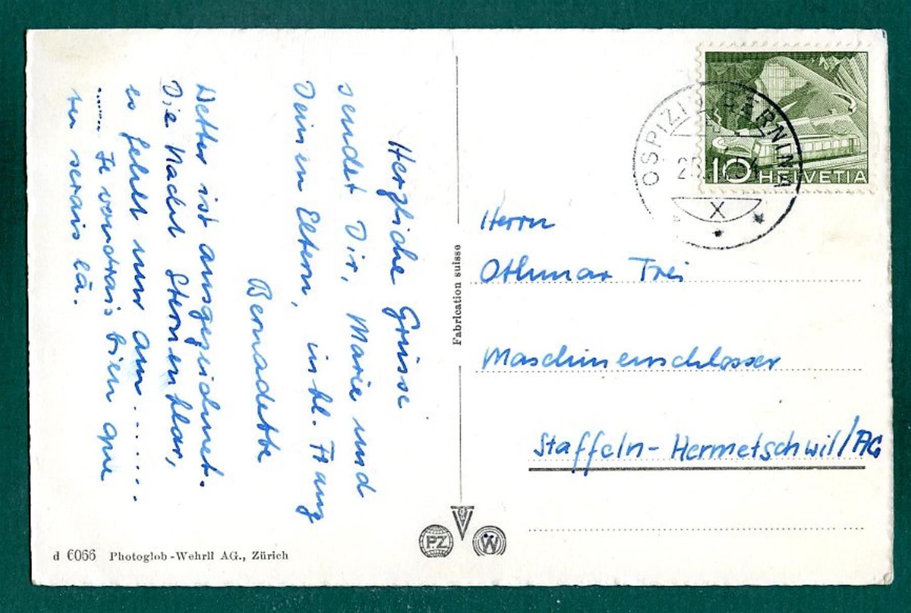 Cartoline postali: St. Moritz, 4 Ansichten, 1954, gelaufen – Usato da Sargans venduto da Hausi1951 1