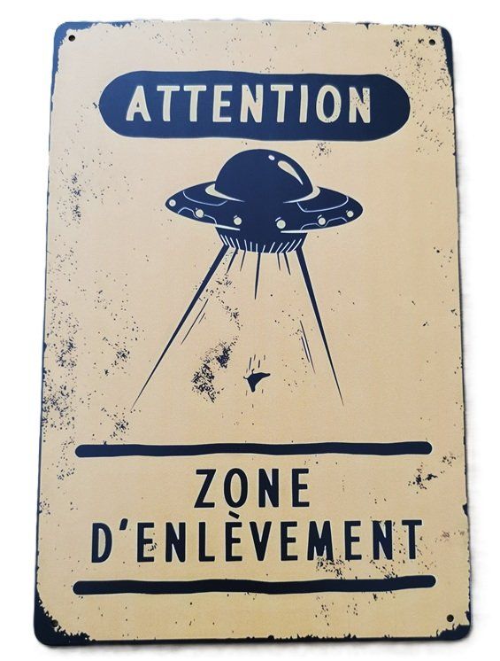 Schilder: ATTENTION - UFO  - Blechschild  (neu, OVP) – Neu und originalverpackt aus Wilen b. Wollerau von morethanmusic