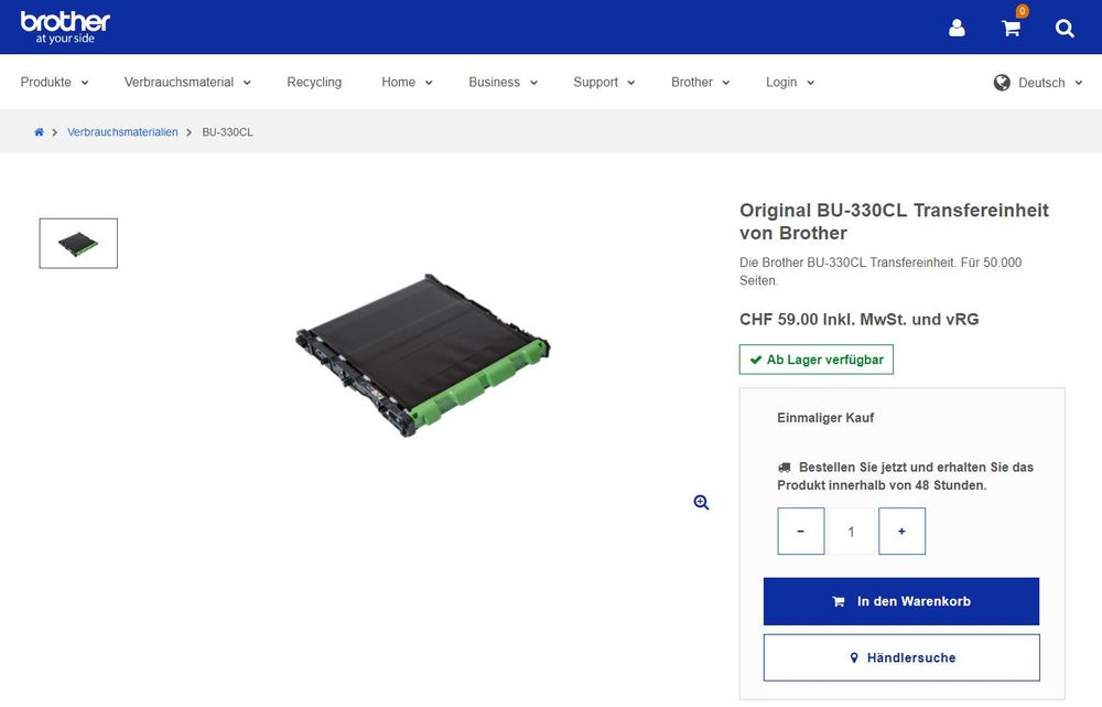 Brother HL9310/DCPL8410/MFCL9570 Transfer Belt, BU330CL Kaufen