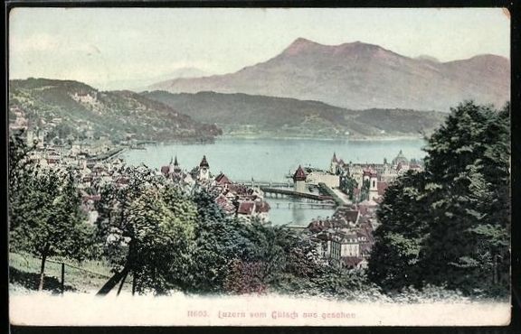 Ansichtskarten: Luzern, Teilansicht des Ortes vom Gütsc – Gebraucht aus Berlin von bartko-reher