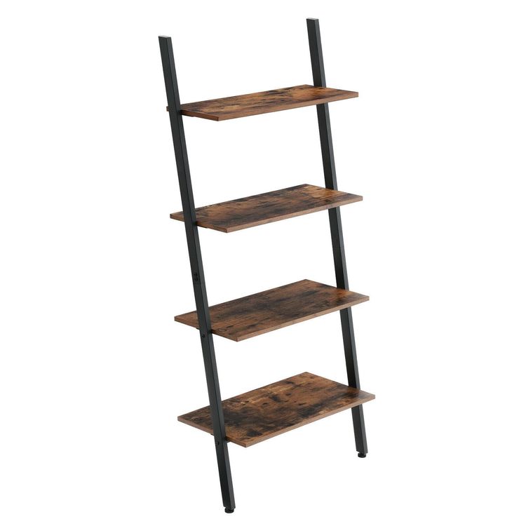 Furologee Bücherregal Leiterdesign – 5 Etagen, Rustikal Braun, 140 Cm Hoch