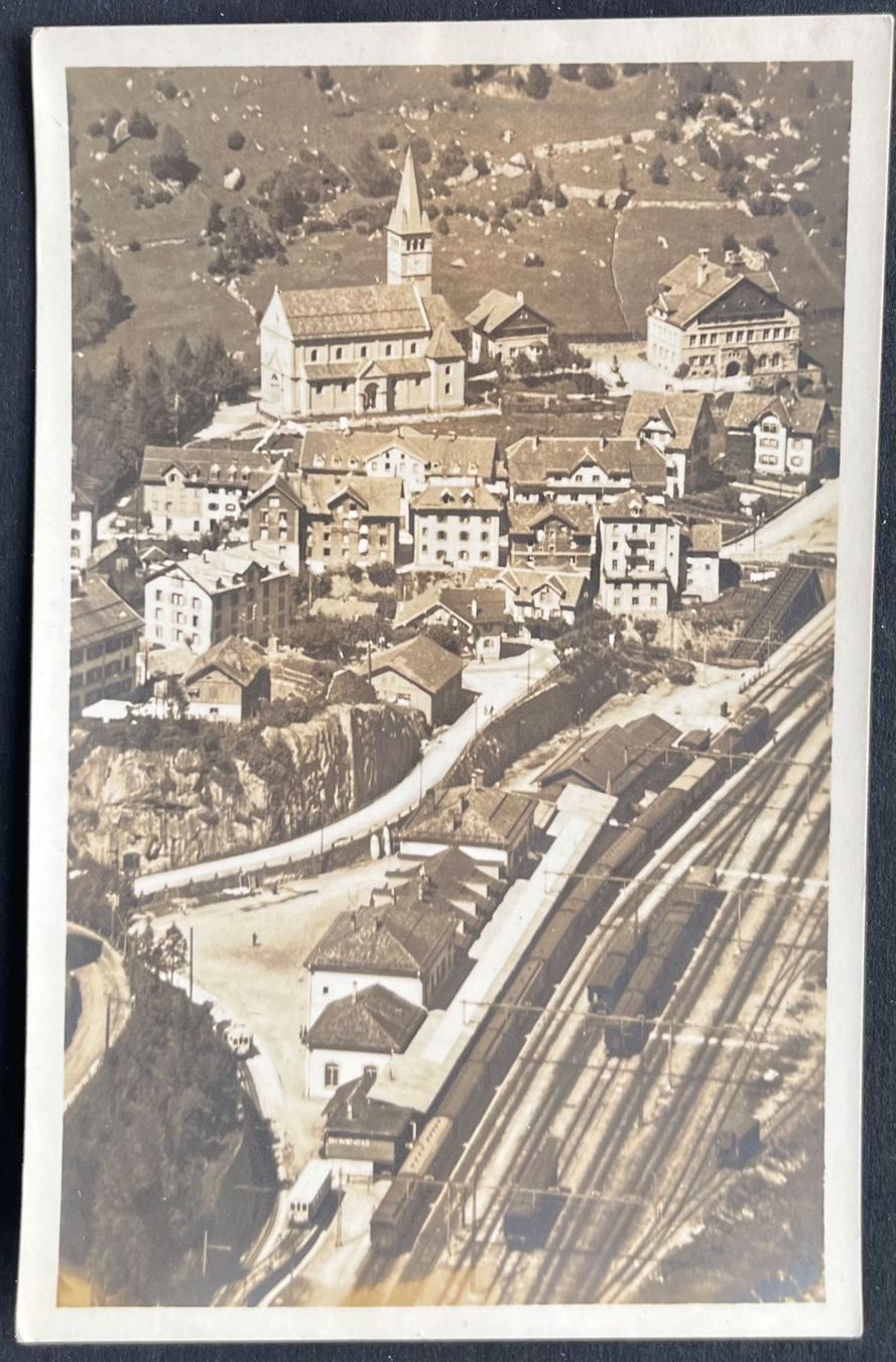 Cartoline postali: Göschenen Bahnhof, ca. 1930, evt Luftbild – Usato da Wabern venduto da DaxKarten-75