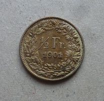 ++ 1/2 Franken 1901, gute Erhaltung