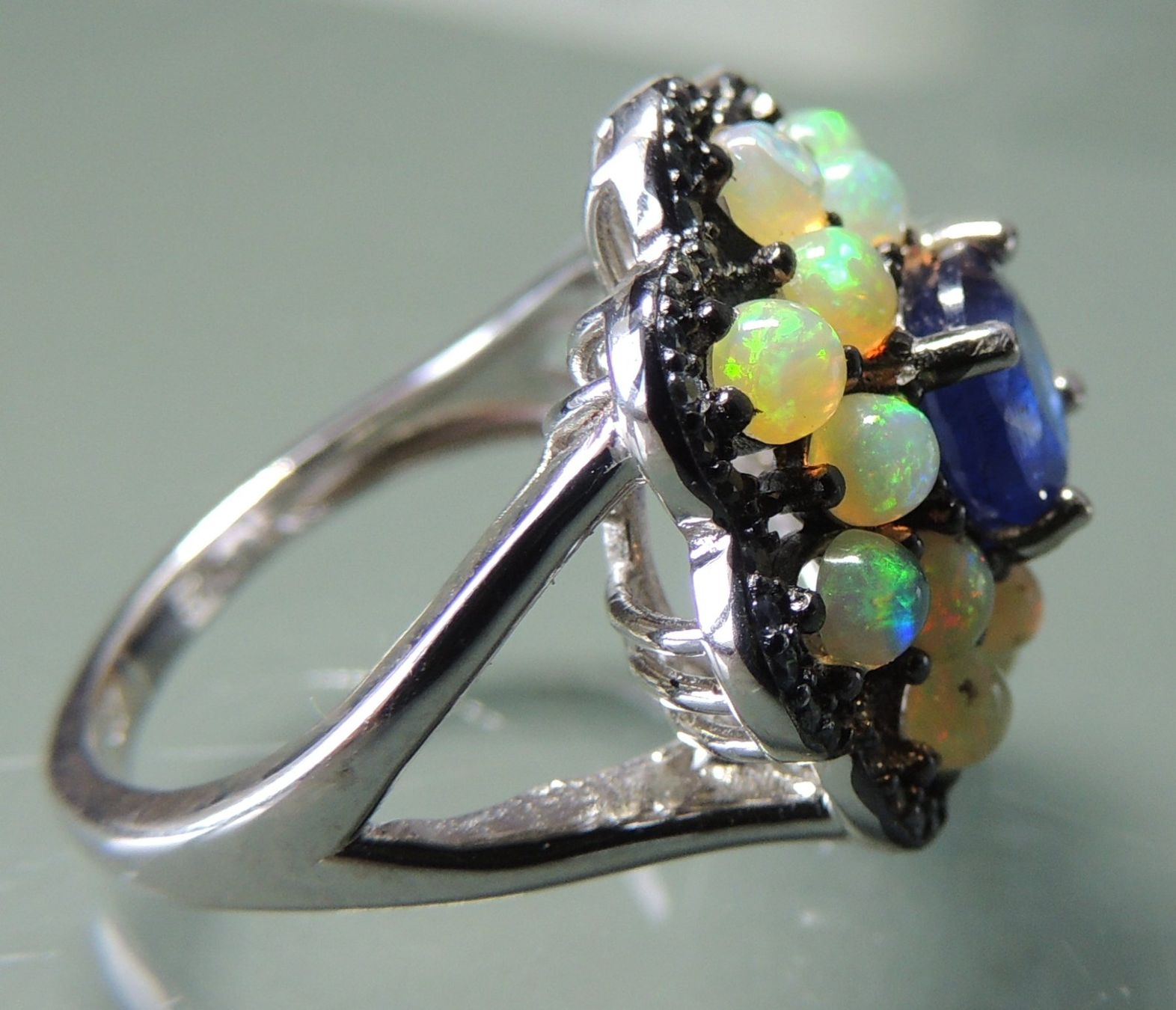 Anelli: Opal und Saphir Silber 925 Fingerring – Nuovo e nell'imballaggio originale da Waldenburg venduto da schaller707 6