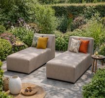 2 Gartenliegen wetterfest Sunbrella neu beige -taupe