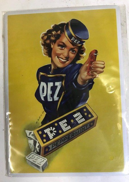 Ansichtskarten: grosse Metall-Postkarte Werbung PEZ – Neu (gemäss Beschreibung) aus Zürich von gigimai67