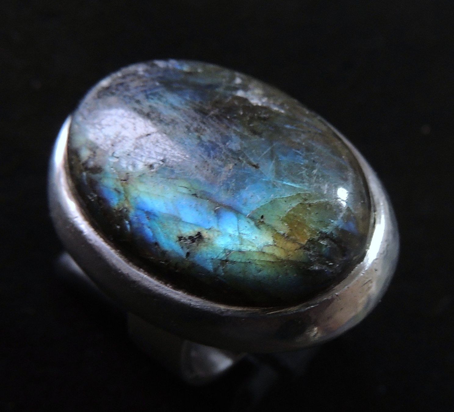 Anelli: Labradorit Silber 800 Fingerring Gr. 52 – Usato da Waldenburg venduto da schaller707 4