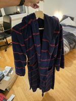 Bademantel M Blau/Rot gestreift Unisex – weich & warm