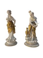 Coppia di statue in ceramica, Figure femminili, Capodimonte,