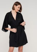 Damen Kimono Schwarz mit Spitze Grösse S neu